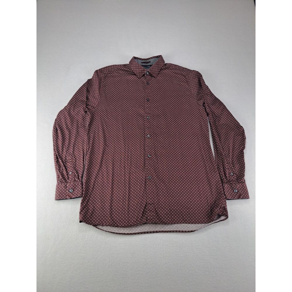 Ted Baker Shirt Mens 16.5 ‎ London Modern Fit Geometric Multicolor Long Sleeve